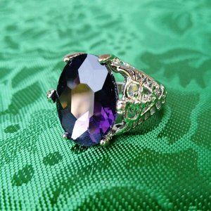 Women Ring Silver Purple Alexandrite